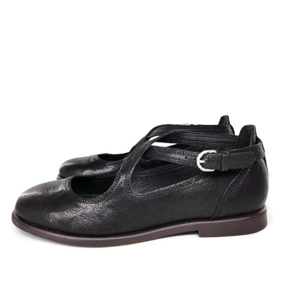 Lucky Brand Necia Black Leather Criss-Cross Mary-Jane Straps Round-Toe Flats - Picture 8 of 12